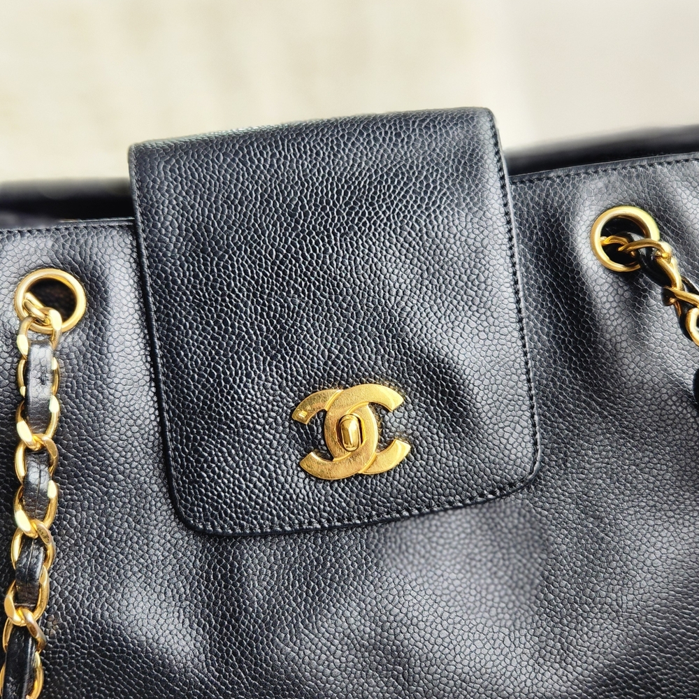 Chanel Supermodel Black Caviar Leather Chain-Handle Shoulder Bag - Picture 2 of 9